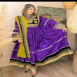 Nouveau style de couleur orange maxi dans un beau design avec des pièces brodées dans la poitrine robes vintage afghanes respirantes de haute qualité - Product Image 5