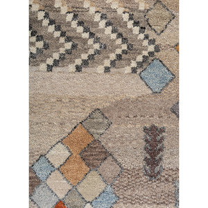 Manchaha Beige <b>Brown</b> Hand Knotted <b>Wool</b> Silk Rugs Classic Geometric Design 9x12 Rectangle for Home for Bedroom Hallway - Product Image 3