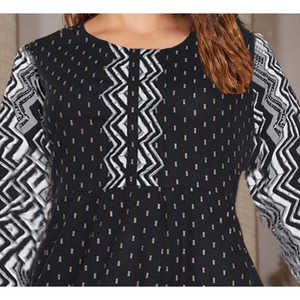 Blusas y camisas con estampado geométrico dorado de rayón viscosa Anarkali para mujer Diseño Kurti elegante para mujer - Product Image 2