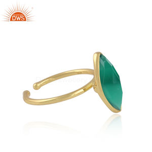 Mejor Venta de plata esterlina 18K chapado en oro Natural verde ónix piedra preciosa Kingman turquesa anillo Demi joyería fina fabricante - Product Image 2