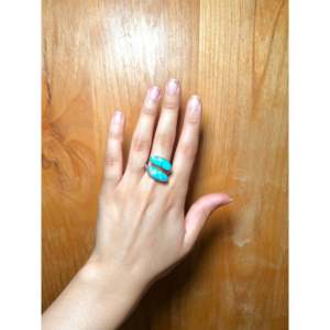Navajo Handmade <b>Adjustable</b> Statement <b>Ring</b> Kingman Turquoise & Sterling Silver Bezel Set in Natural Stone Everyday Wear - Product Image 5