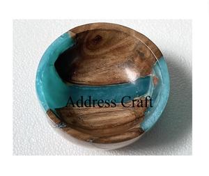 ชามผลไม้ขอบไม้เรซินอีพ็อกซี่ธรรมชาติ,ชุดภาชนะอาหารเย็นชามไม้ตกแต่งชามสลัดแบบสร้างสรรค์ - Product Image 5