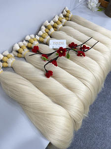 มัดผมมนุษย์สีบลอนด์เวียดนามจำนวนมากเรียงตามธรรมชาติติดหนังกำพร้าเป็น100% สีขาวแบบพรีเมี่ยมจากโรงงาน - Product Image 3