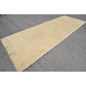 Tapis turc Vintage Beige 5.2 X 14.1ft fait à la main en laine grande surface Patchwork Design rectangulaire couloir Latex pour décoration de chambre - Product Image 2