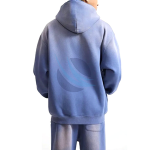 Acid Wash Survêtement Hommes Casual Jogger Ensemble Surdimensionné Pull À Capuche Et Pantalon De Survêtement Confortable Deux Pièces Tenue Pour Streetwear - Product Image 2