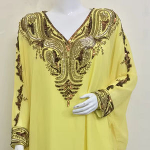 เดรสงานพรอมทรงแม็กซี่เดรสราตรีแฟชั่นปักลายคาฟตันหรูหราลูกปัดชุดเดรสออกงาน - Product Image 1