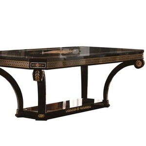 Meubles de salle à manger classiques traditionnels de luxe, table à manger réglable en marbre et bois massif, ensemble de 6 places pour la maison, l'hôtel, l'appartement - Product Image 6