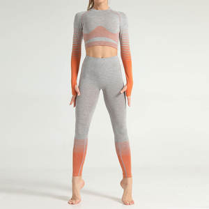 Meilleurs ensembles de yoga 2 pièces taille haute à la mode pour les femmes Confortable Respirant Solide Logo Personnalisable Conception Plus Size - Product Image 2