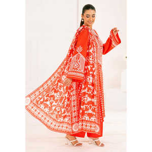 Conjunto de 3 piezas WNS-52028: Vestido pakistaní Salwar Kameez de algodón Khaddar estampado, sin arrugas, de corte holgado, para festivales, con Dupatta india. - Product Image 4