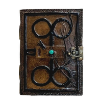 Carnet en cuir Darkhold Damned, gaufré, avec motif pierre maléfique, livre de sorts vierge, couverture rigide écarlate, thème Horreur, Feng Shui, Religieux