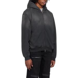 High Street Fashion surdimensionné Double fermeture éclair à capuche pour hommes 500Gsm Sun Faded Vintage Style sweats à capuche brodés Offre Spéciale - Product Image 2