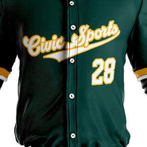 Uniforme de Béisbol al por Mayor de Primera Calidad, Sublimado, de Poliéster Verde, Cuello Redondo, Antibacteriano, Transpirable y de Secado Rápido - Product Image 3