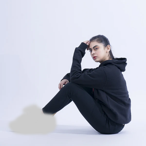 Unisex <b>Oversized</b> Black <b>Hoodie</b> Heavyweight <b>Fleece</b> Pullover with Kangaroo Pocket & Drawstring Hood Minimalist Style Streetwear - Product Image 2