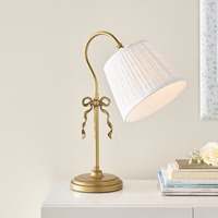 Lampe de travail vintage en or avec oeillet plissé et abat-jour réglable pour bureau, chevet ou coiffeuse