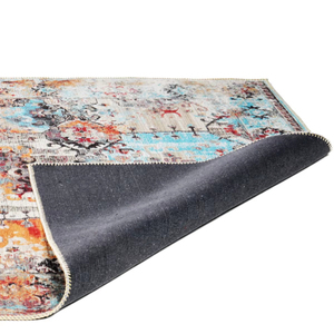 Tapis turc tissé à la machine Adiva, lavable, en polyester, avec envers en coton, antidérapant, motif géométrique uni, pour la maison - Product Image 1