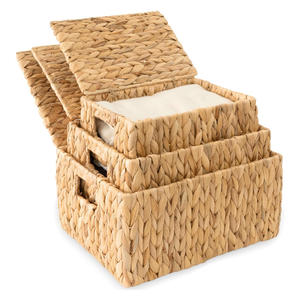 Boîtes de rangement pliables en gros, conteneurs écologiques en jacinthe d'eau, boîtes organisatrices - Product Image 4