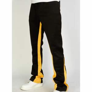 Pantalones de chándal a rayas personalizados para hombre, pantalones de chándal ajustados con logotipo personalizado, pantalones de chándal apilados acampanados de nailon de gran tamaño para hombre - Product Image 2