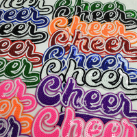 Patch brodé de pom-pom girl à paillettes bleues vêtements patchs de broderie Alphabet à repasser/à coudre