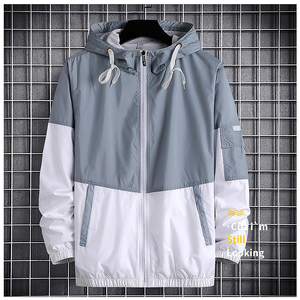 Chaqueta cortavientos con capucha y cremallera completa ligera personalizada para hombre, cortavientos impermeable para entrenamiento deportivo - Product Image 3