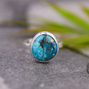 Turquesa Azul Mohave de 12x13mm, Superventas, Lisa, Pulida, con Bisel de Plata de Ley 925, Forma Orgánica, Elegante, para Boda - Product Image 3