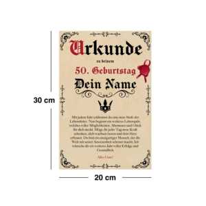 Certificado de Cumpleaños Personalizado Estilo Pergamino Antiguo Vintage, Tarjeta de 20x30 cm con Edad y Nombre Deseado - Product Image 1