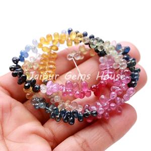 Nueva tendencia de alta calidad Multi zafiro lágrima Briolette Beads 4mmX6mm multicolor zafiro forma de gota cuentas sueltas joyería - Product Image 3