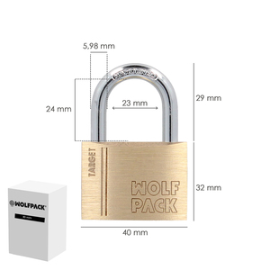 Lucchetto in ottone con arco normale 40 mm. Serie Target - Product Image 2