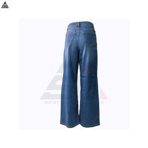 Hot Sale <b>Women</b> <b>Elastic</b> <b>Waist</b> Winter Denim Pants Fashion Casual Street Wear Long Wide Leg Regular Fit 100% Cotton <b>Jeans</b> - Product Image 5