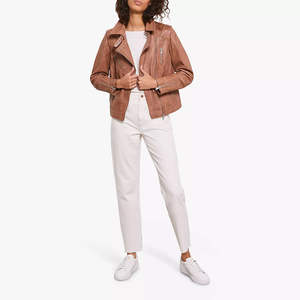 Chaqueta Bomber de Cuero Genuino para Mujer, Personalizada 2026, con Botones de Calidad, Forro de Nailon de Buena Calidad, Nuevo Diseño Liso - Product Image 4