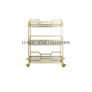 Chariot de service en métal durable et robuste avec roues roulantes lisses, idéal pour le service de luxe au meilleur prix - Product Image 2