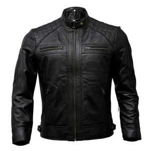 Veste en cuir pur 100% pour hommes, élégante, à la mode, avec col montant, veste de haute qualité la plus vendue pour hommes - Product Image 1