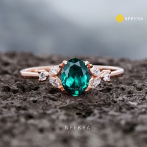 7*5mm corte ovalado anillo de Esmeralda cultivado en laboratorio verde esmeralda 925 anillo de plata esterlina corte ovalado solitario anillo de compromiso mayo nacimiento-piedra - Product Image 1