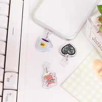 Cache-poussière personnalisé en acrylique pour téléphone, breloque personnalisée pour téléphone, couvercle de protection pour port de charge iPhone et Android, cadeau accessoire unique