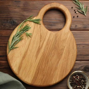 Mango con tabla de cortar de madera Utensilios de cocina redondos Tabla de cortar Durable Bambú Vidrio Mármol Plástico PC Material POR HF CRAFTS - Product Image 1