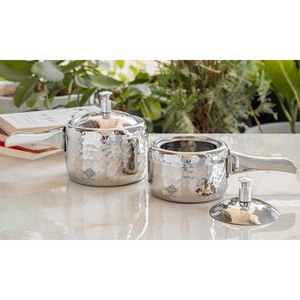 Conception martelée de cuiseur d'acier inoxydable d'IndianArtVilla dans la finition d'argent et d'or-Cookware pour le restaurant de maison et d'hôtel - Product Image 5