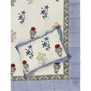 Hand Block Printed Floral Cotton Double Bedsheet Pillow Covers Eco-Friendly Classic 100% Cotton <b>Comforter</b> <b>Set</b> for Home 3 Pcs - Product Image 1