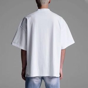 Vintage Oversized Graphic Streetwear 100% algodón de peso pesado de punto manga corta de cuello redondo talla grande patrón sólido - Product Image 5