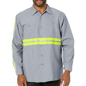 Venta al por mayor de alta calidad Hi Vis camisas de seguridad de algodón Top de trabajo de manga larga cinta reflectante camisa abotonada - Product Image 1