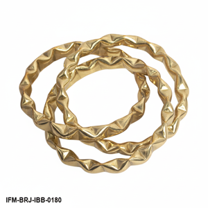 Ensemble de 3 bracelets géométriques en laiton martelé, empilables, dorés, facettés, faits à la main, pour femmes - Product Image 3