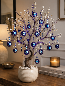 SNB0704 Charme mural œil turc en verre violet pailleté de 7 cm – Amulette Nazar turque faite à la main pour la décoration intérieure et la protection (Mascotte) - Product Image 2