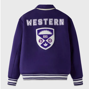 Veste universitaire de baseball pour hommes, classique, style lettreman, devant uni, en laine, sportive, élégante, streetwear, vêtement d'extérieur de qualité supérieure - Product Image 5