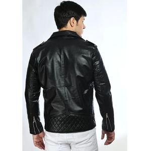 High Quality Custom Men's <b>Leather</b> Jacket <b>with</b> <b>Fur</b> <b>Coat</b> Slim Fit Black Winter <b>Coat</b> Long Length <b>Leather</b> Sleeve - Product Image 2