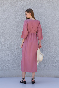 Haute qualité classique 100% coton col en v broderie Midi Maxi longueur robe pour les femmes doux naturel personnalisé robe de vacances pour - Product Image 3