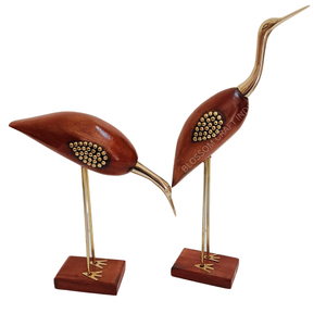 Escultura Artística de Latón y Madera de Cisnes, Grullas y Pájaros del Amor, Encantadora Figura Decorativa de Pareja de Saris, Ideal para Decoración y Regalos - Product Image 2