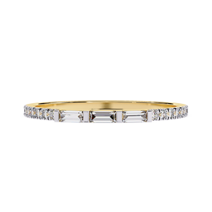 แหวนเพชรทรงบาแกตต์สามเม็ดทรงกลมเจียระไนแบบบริลเลียนท์ ทองคำแท้ 18K แหวนนิรันดร์ แหวนแต่งงานสำหรับผู้หญิง เครื่องประดับชั้นดี ของขวัญ - Product Image 1