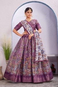 Lehenga choli ชุดเดรสแบบอินเดียดั้งเดิมผ้าคอตตอนผ้าคอตตอนผ้านิ่มพิมพ์ลายดิจิตอล - Product Image 4