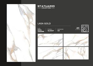 ลายเส้นสีเทา24x48นิ้วกระเบื้องเคลือบเงาเหมือนเส้นใย Lasa สีทองมันวาวขนาด600x1200มม. สำหรับห้องนั่งเล่น - Product Image 2