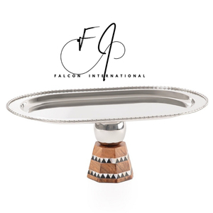 Plateau de service décoratif en métal martelé argenté plateaux de luxe pour la cuisine et la décoration intérieure et le ramadan - Product Image 6