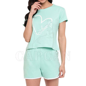 Summer Wear Clothing Casual Two Piece 100% Cotton Fabric T-Shirt Twin Set Sets For Custom Your Own Brand Logo - Product Image 1