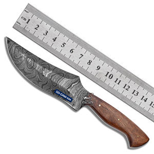 Handmade Hunting Knife High Quality Mahogany <b>Wood</b> Handle DD-DAM-547 Damascus Steel Blade Embossed Leather Sheath OEM - Product Image 4